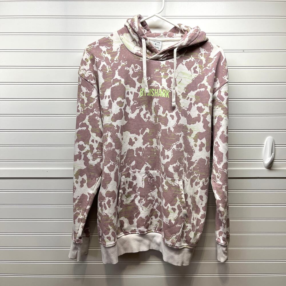 Gymshark Mauve & White Camo Print Hoodie Size S Oversized
